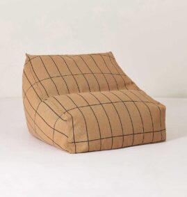 Puff VIBES beanbag preto e bege 74 x 40 x 60 cm