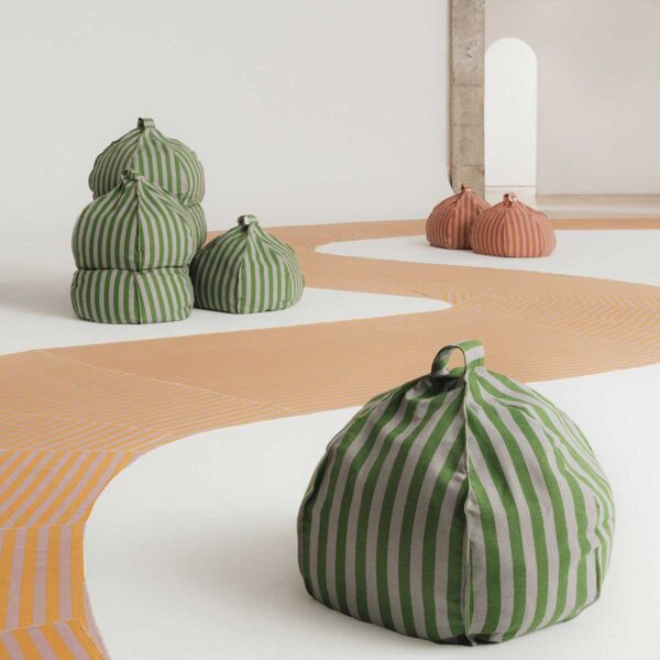 Puff VIBES round Azul e verde 70×30 cm