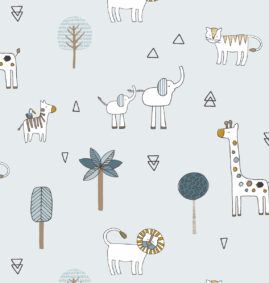 Papel de Parede Safari do Léo color Azul 2,80 x 0,45 m