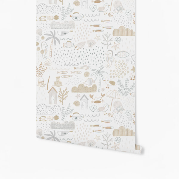 Papel de Parede Banco de Areia Bege e Cinza  2,80 x 0,45 m