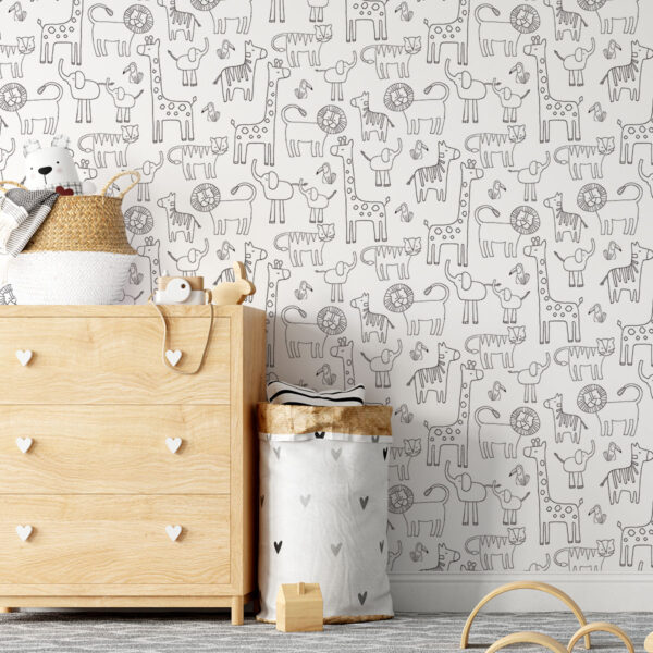 Papel de Parede Bichanos P&B 2,80 x 0,45 m