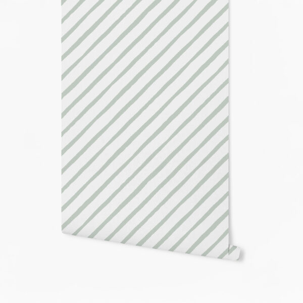Papel de Parede Listrado Diagonal Verde  2,80 x 0,45 m