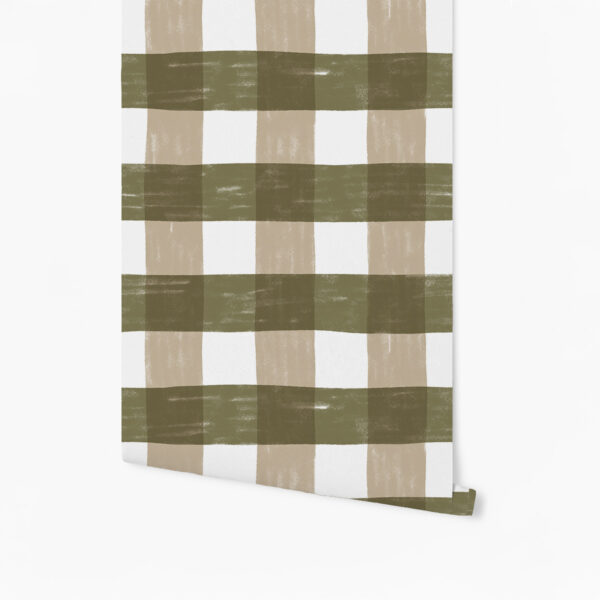 Papel de Parede Vichy P Verde e Bege  2,80 x 0,45 m