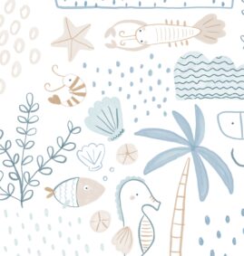 Papel de Parede Banco de Areia Azul e Areia  2,80 x 0,45 m