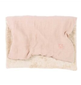 Manta de inverno bordada em linho francês Mauve pink 70 x 100 x 3 cm