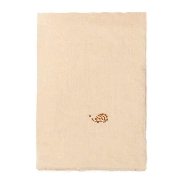 Manta de inverno bordada em linho francês  Sand 70 x 100 x 3 cm