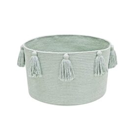 Cesta Tassels azul sálvia Ø40 x 25 cm