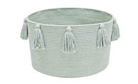 Cesta Tassels azul sálvia Ø40 x 25 cm
