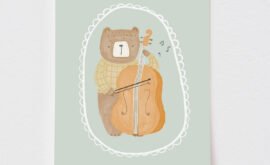 Pôster Urso Musical (disponível em 5 medidas) – Maracujá