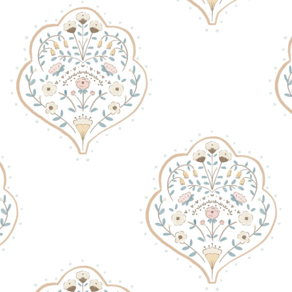 Papel de parede Arabesco Bege - Maracujá – Rolo 2,80 x 0,45 m