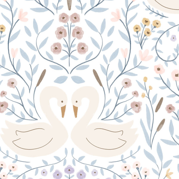 Papel de parede Dança dos Cisnes Azul - Maracujá – Rolo 2,80 x 0,45 m