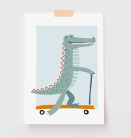 Pôster Jacaré de Patinete (disponível em 5 medidas) – Maracujá