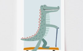 Pôster Jacaré de Patinete (disponível em 5 medidas) – Maracujá