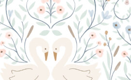 Papel de parede Dança dos Cisnes Menta – Maracujá – Rolo 2,80 x 0,45 m