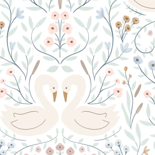 Papel de parede Dança dos Cisnes Menta - Maracujá – Rolo 2,80 x 0,45 m
