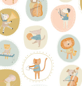 Papel de parede bichos musicais P – Maracujá – Rolo 2,80 x 0,45 m