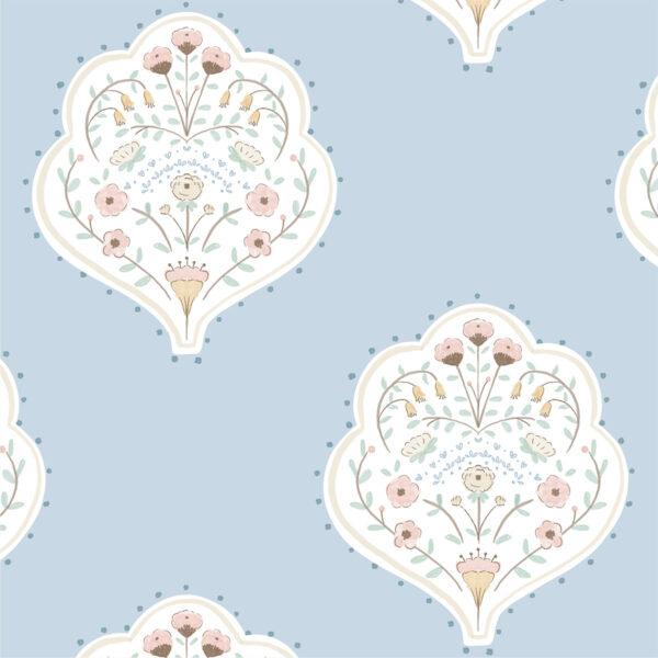Papel de parede Arabesco Azul - Maracujá – Rolo 2,80 x 0,45 m
