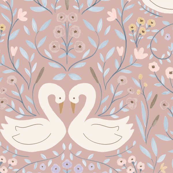 Papel de parede Dança dos Cisnes Rose - Maracujá – Rolo 2,80 x 0,45 m