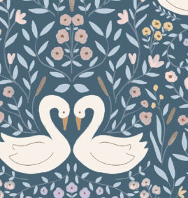 Papel de parede Dança dos Cisnes Noite – Maracujá – Rolo 2,80 x 0,45 m