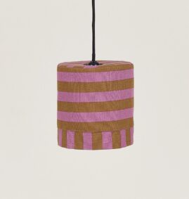 Lustre LINDA listras pink e curry  20 x 21 cm