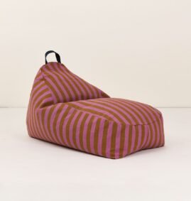 Puff BLISS  listras pink e curry 65 x 100 x 55 cm