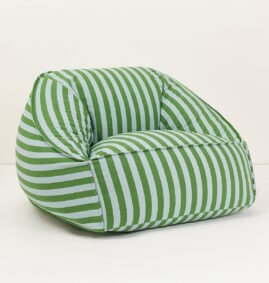 Puff ZIGGY listras verde azul G 70 x 105 x 60 cm