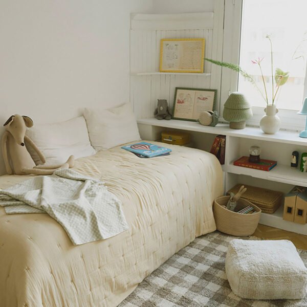 Puff Vichy Ivory 40 x 40 x 20 cm