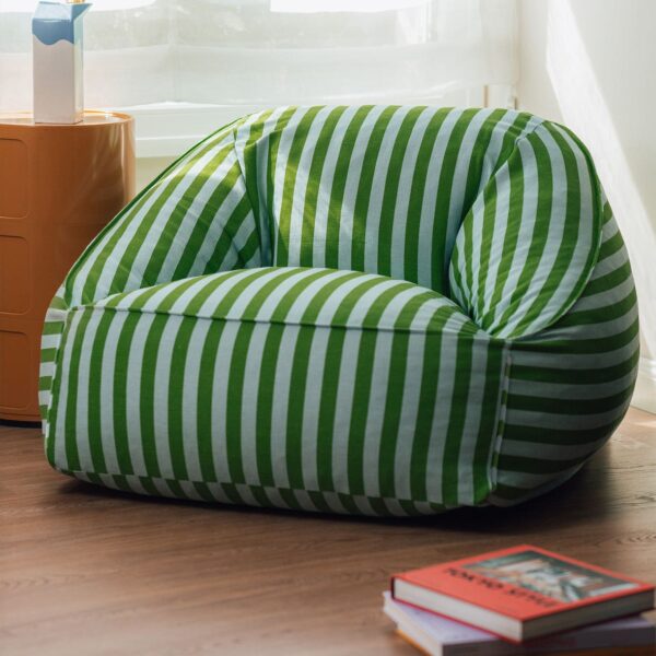 Puff ZIGGY listras verde azul G 70 x 105 x 60 cm