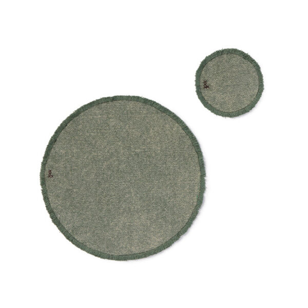Jogo americano 40x40 cm e Porta copos 15 x 15 cm  2 uni Stonewashed verde escuro