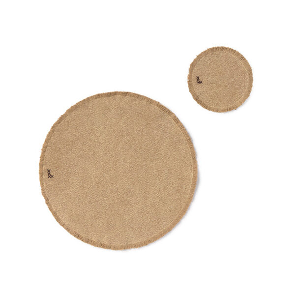 Jogo americano 40x40 cm e Porta copos 15 x 15 cm 2 uni Stonewashed Ocre