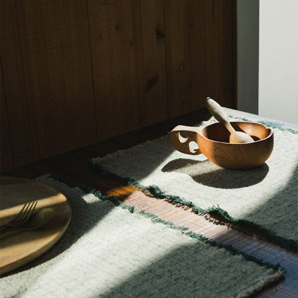 Jogo Americano Lorena Canals Handloom – Kit 2 unidades – Natural e Duck green – Verde pato 38 x 50 cm