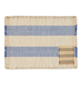 Kit com 2 Jogos Americanos Handloom com Bolso Azul 38 x 54 cm