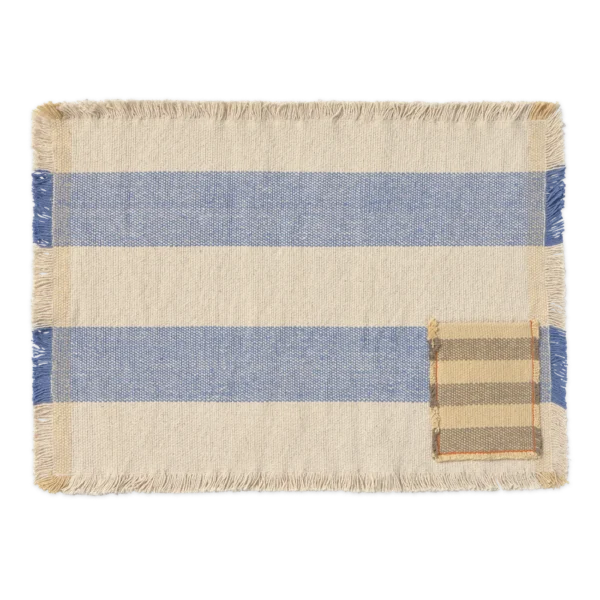 Kit com 2 Jogos Americanos Handloom com Bolso Azul 38 x 54 cm