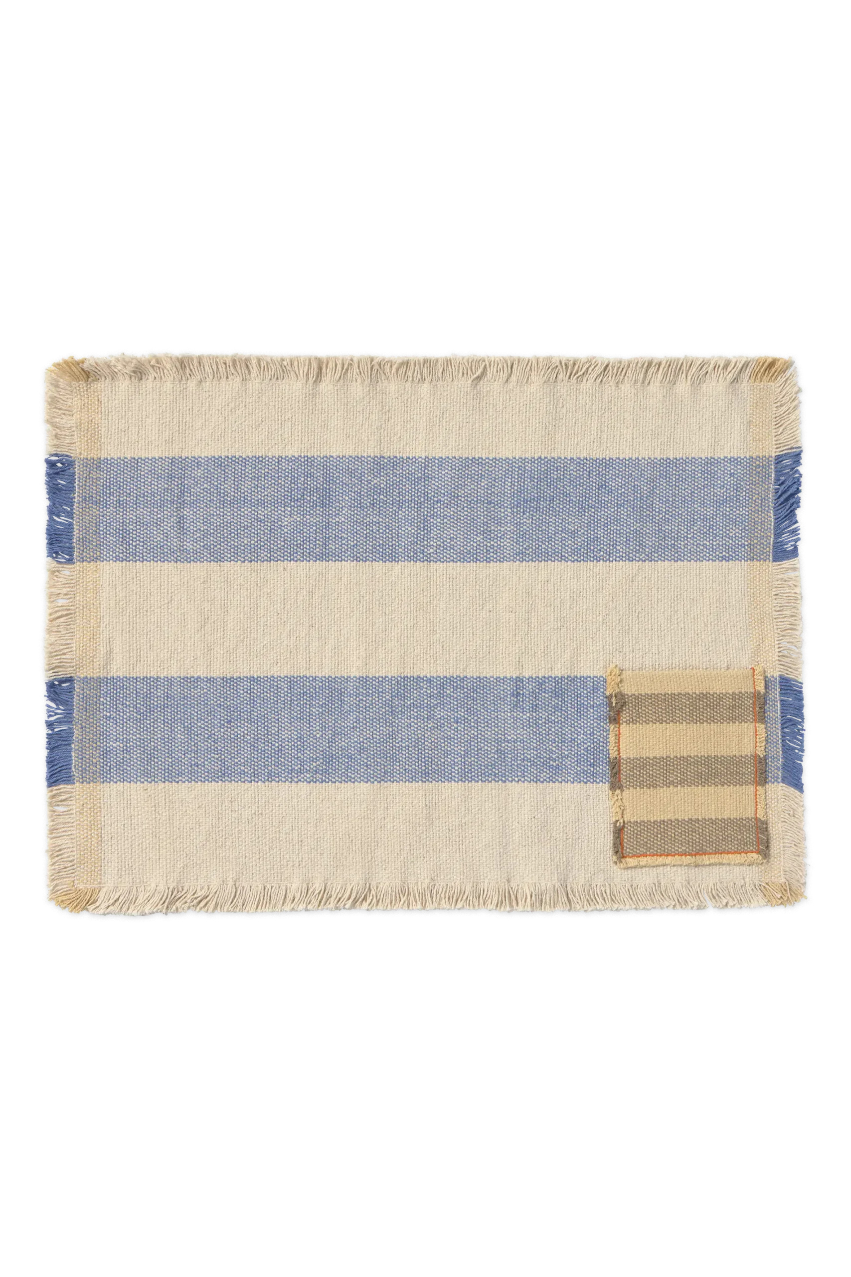 Kit com 2 Jogos Americanos Handloom com Bolso Azul 38 x 54 cm