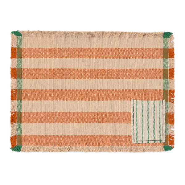 Kit com 2 Jogos Americanos Handloom com Bolso Terracota 38 x 54 cm